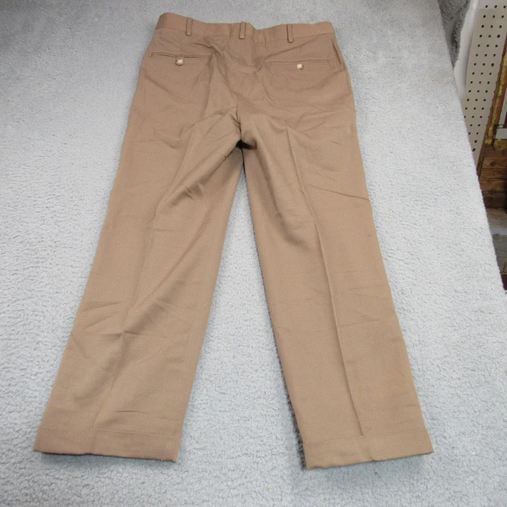 Polo Ralph Lauren Tan Brown Pleated Cuffed Trousers Mens 33x26.5 Made in USA